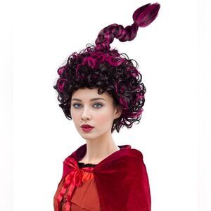 MUPUL Purple Mixed Black Long Braid Witch’s Hat Shaped Wig